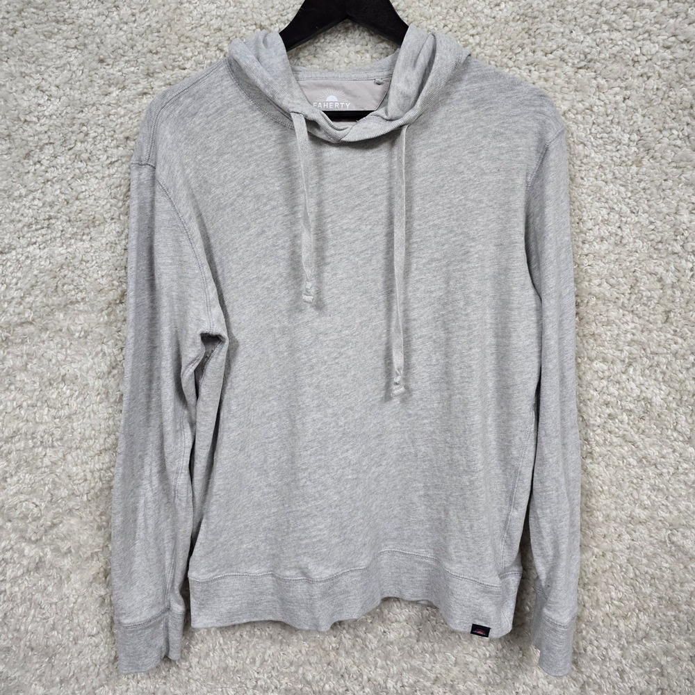 Faherty Organic Cotton‎ Hoodie Mens Large Grey Heathered Soft Coastal Casual